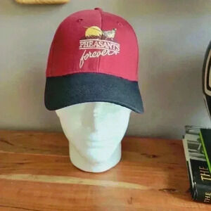 New W/O Tag Vintage Pheasants Forever Hunting Trucker Hat Adjustable Burgundy